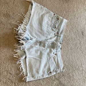 Levi's Light Blue Frayed Jean Shorts